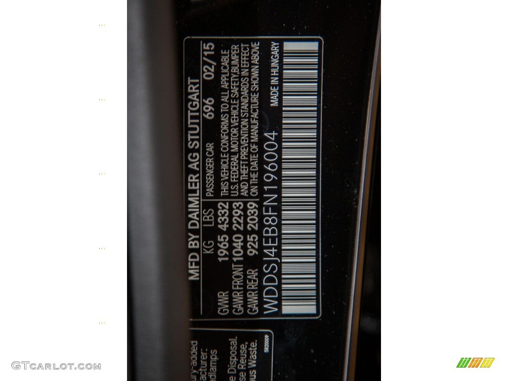 2015 CLA Color Code 696 for Night Black Photo #103330316