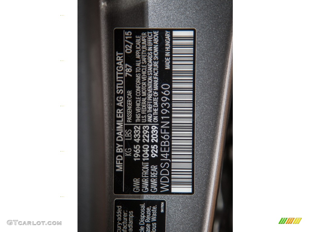2015 Mercedes-Benz CLA 250 Parts Photos