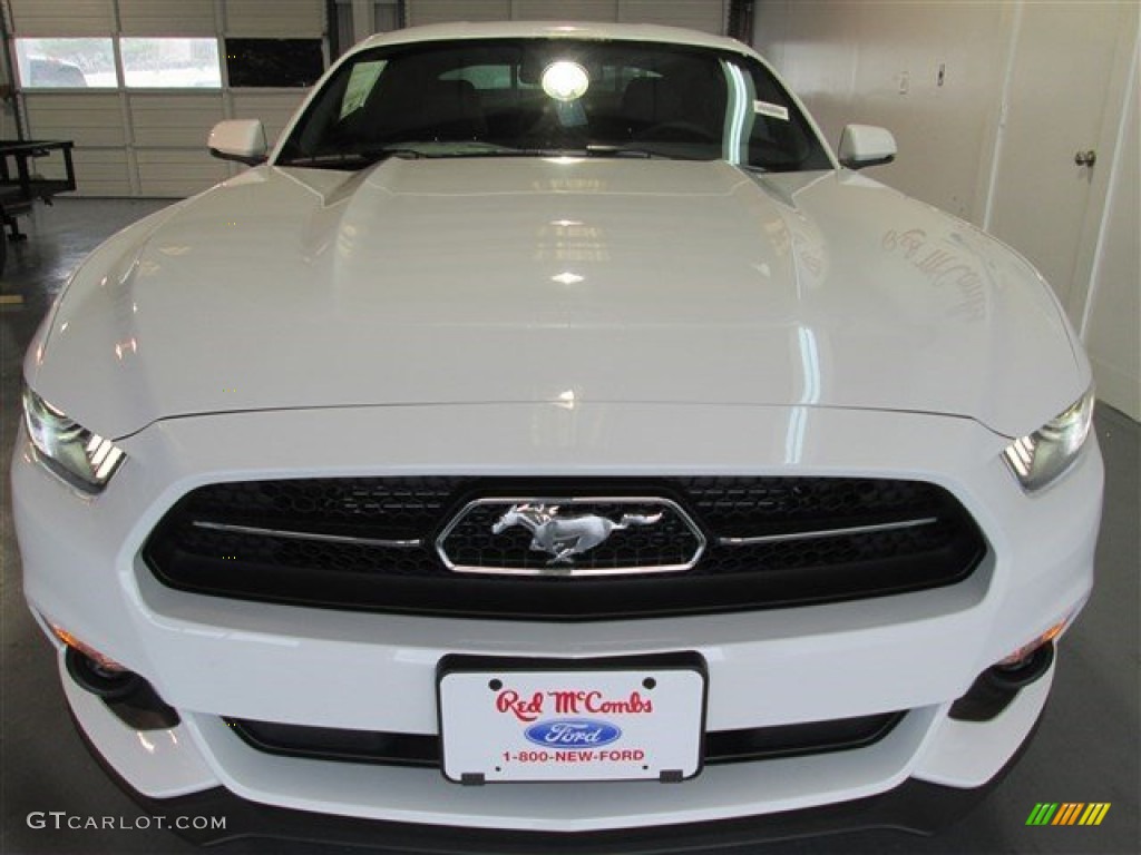 2015 Mustang EcoBoost Premium Coupe - Oxford White / 50 Years Raven Black photo #2