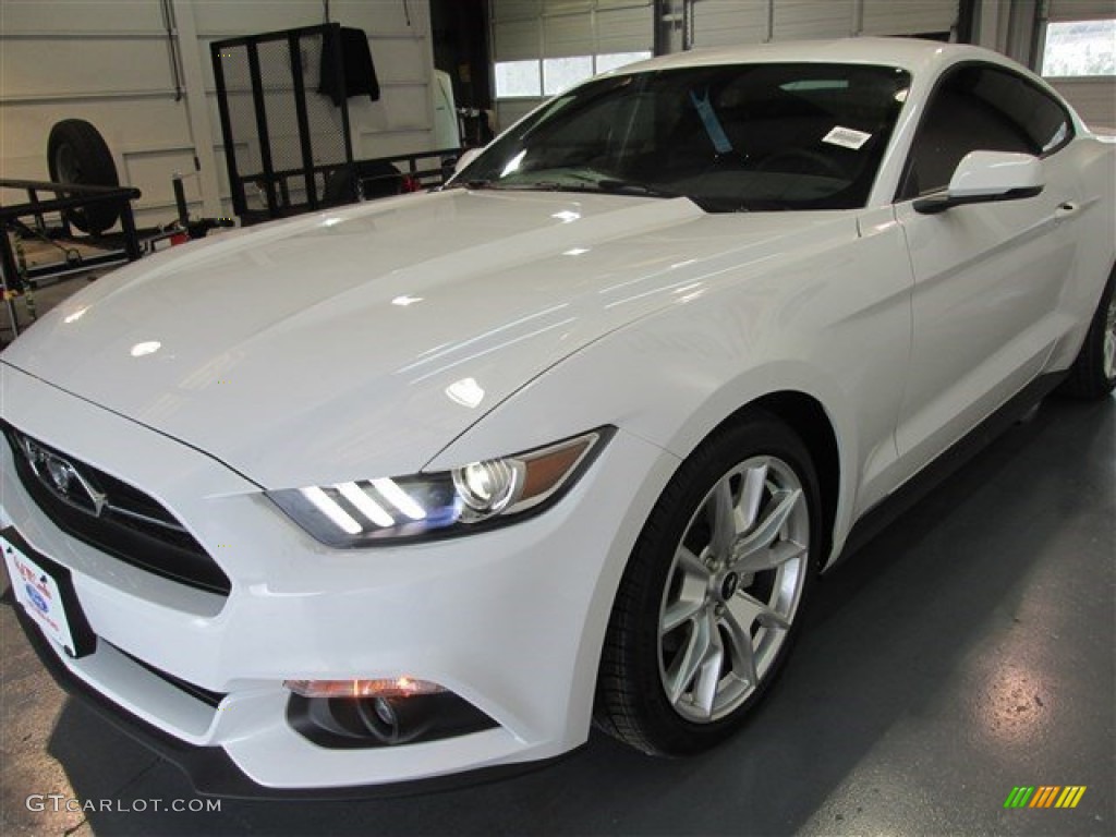 2015 Mustang EcoBoost Premium Coupe - Oxford White / 50 Years Raven Black photo #3