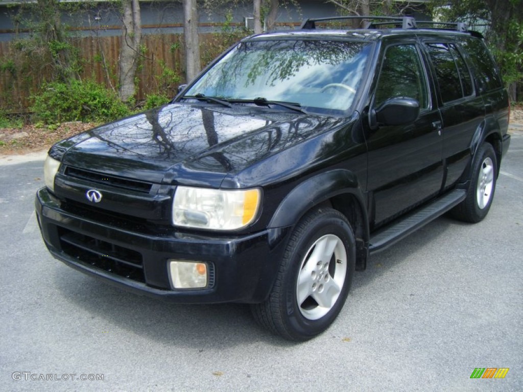 2001 QX4 4x4 - Black Obsidian / Stone Beige photo #2