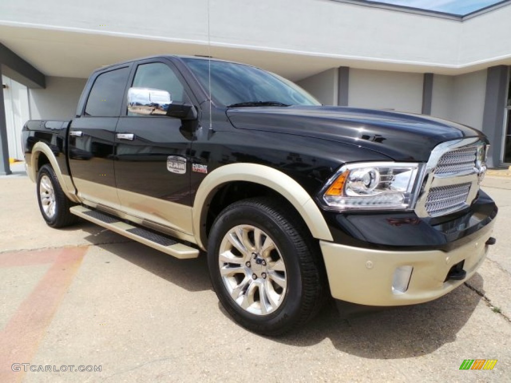 2015 1500 Laramie Long Horn Crew Cab 4x4 - Black / Black/Cattle Tan photo #4