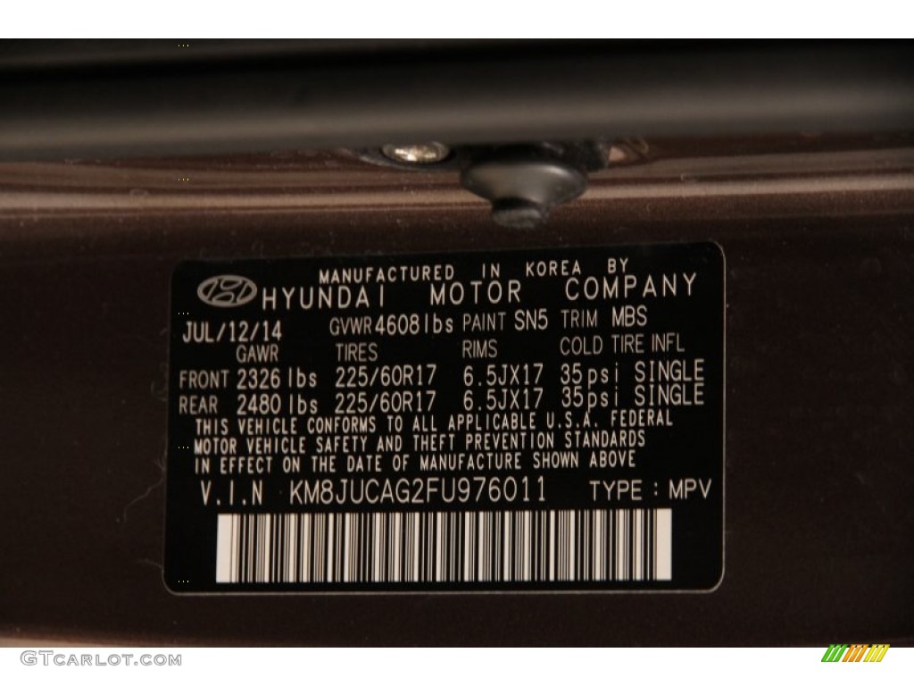 2015 Tucson SE AWD - Kona Bronze / Beige photo #15