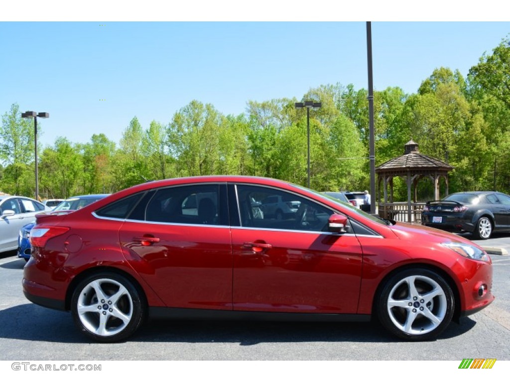 2013 Focus Titanium Sedan - Ruby Red / Charcoal Black photo #2