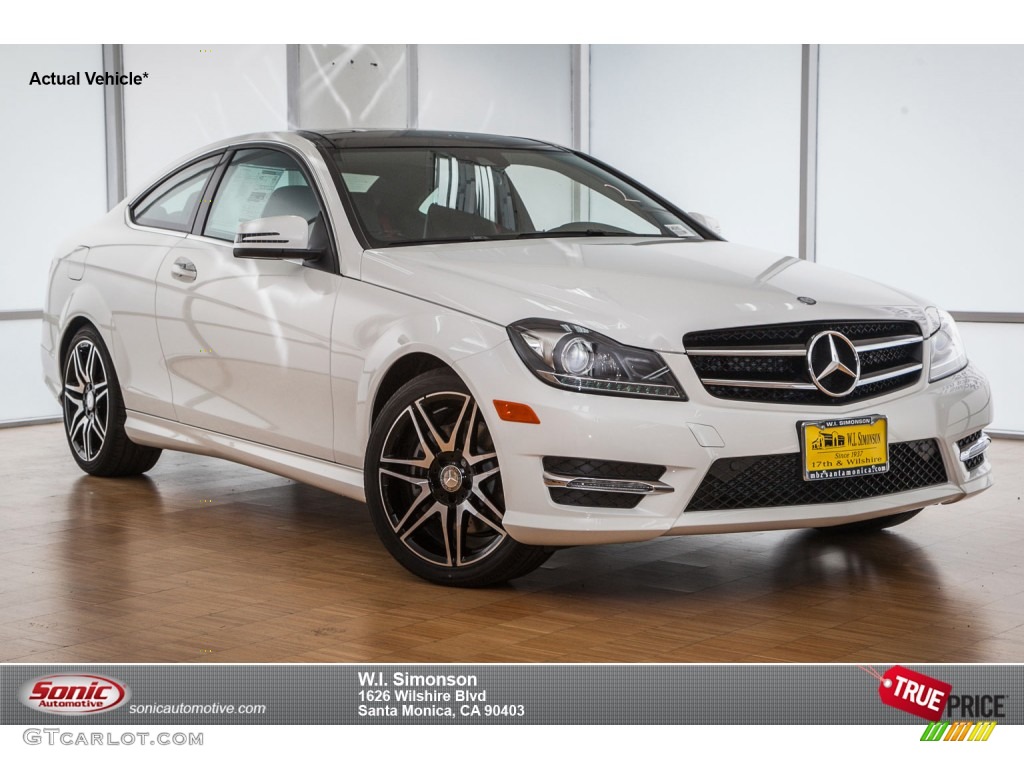 2015 C 350 Coupe - Polar White / Black/Red Stitch w/DINAMICA Inserts photo #1