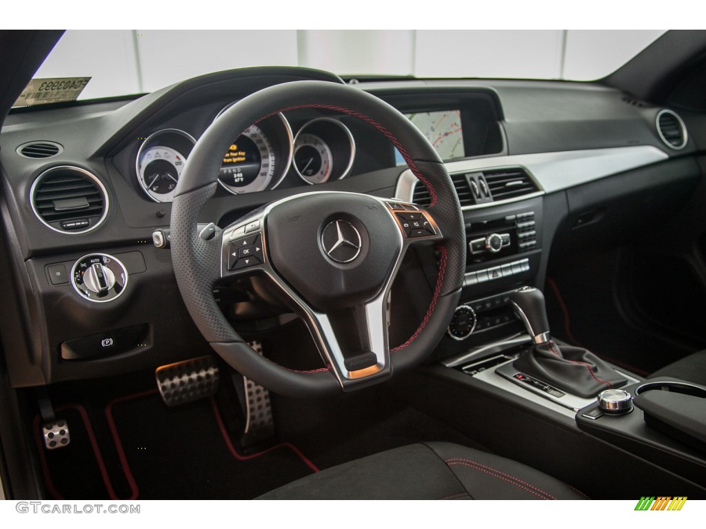 2015 Mercedes-Benz C 350 Coupe Black/Red Stitch w/DINAMICA Inserts Dashboard Photo #103378560