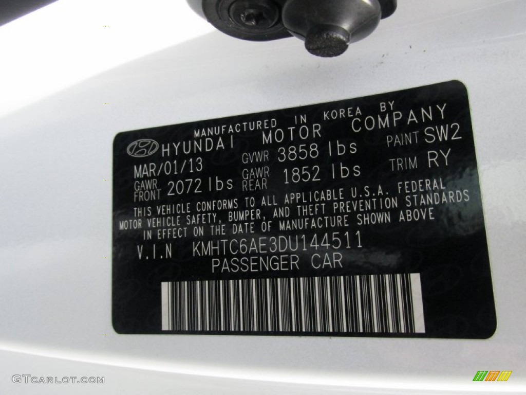 2013 Veloster Turbo - Elite White Pearl / Blue photo #44