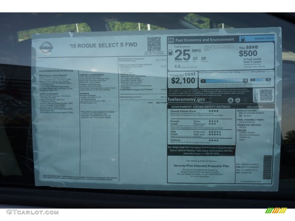 2015 Nissan Rogue Select S Window Sticker Photo #103386959