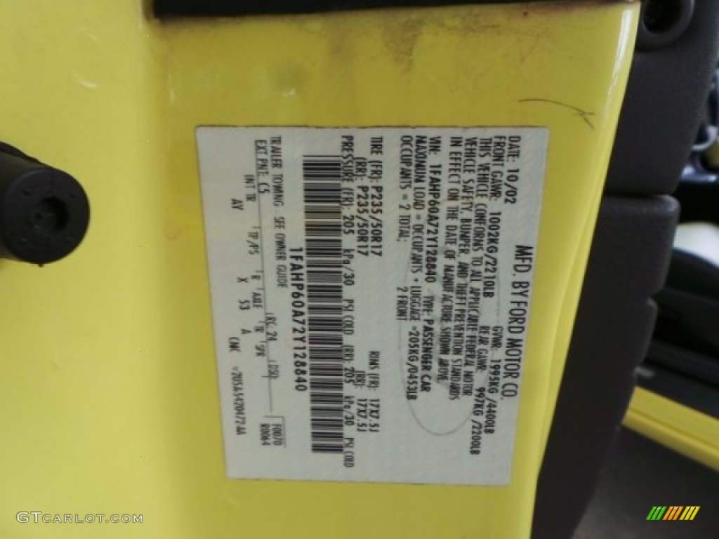 2002 Thunderbird Color Code C5 for Inspiration Yellow Photo #103410610
