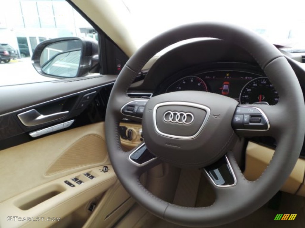 2015 Audi A8 L 4.0T quattro Velvet Beige Steering Wheel Photo #103412382