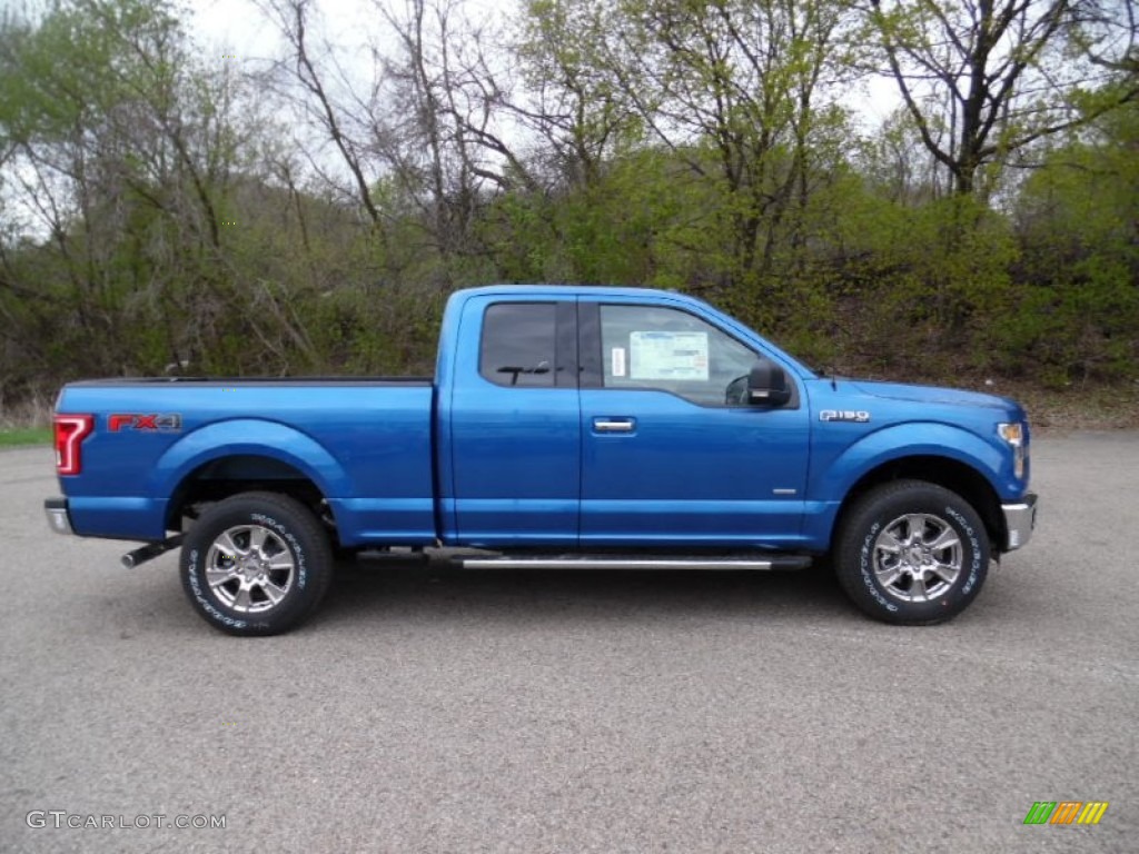 2015 F150 XLT SuperCab 4x4 - Blue Flame Metallic / Medium Earth Gray photo #1