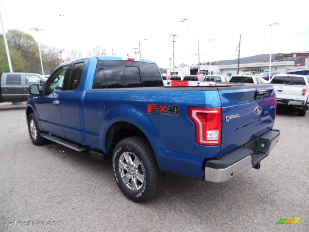 2015 F150 XLT SuperCab 4x4 - Blue Flame Metallic / Medium Earth Gray photo #6