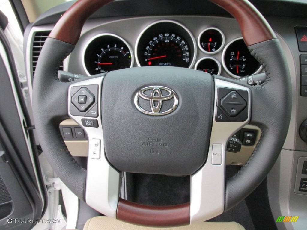 2015 Toyota Sequoia Platinum Sand Beige Steering Wheel Photo #103430599