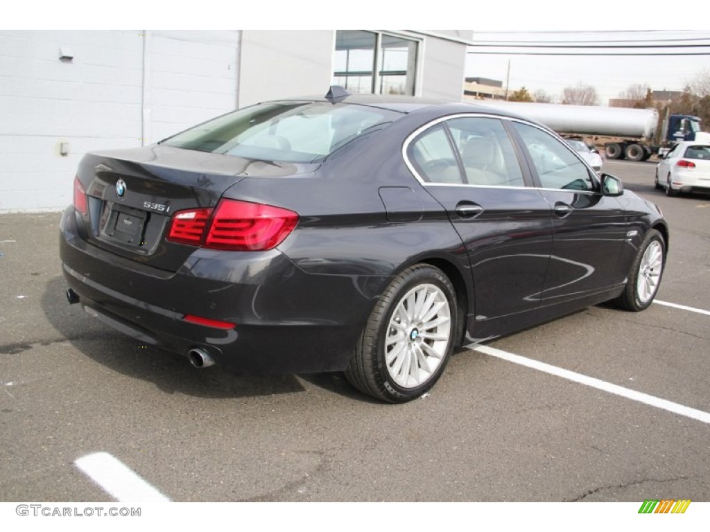 2012 5 Series 535i xDrive Sedan - Dark Graphite Metallic II / Oyster/Black photo #5