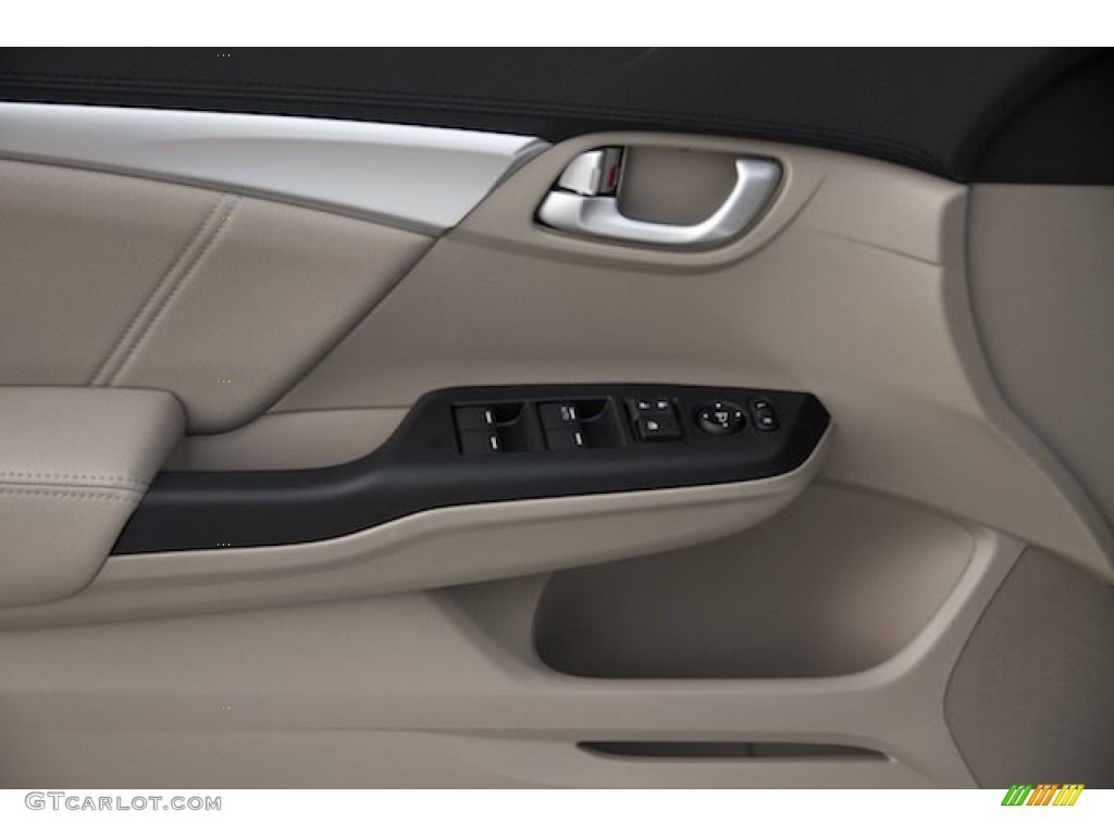 2015 Civic Hybrid-L Sedan - White Orchid Pearl / Beige photo #8