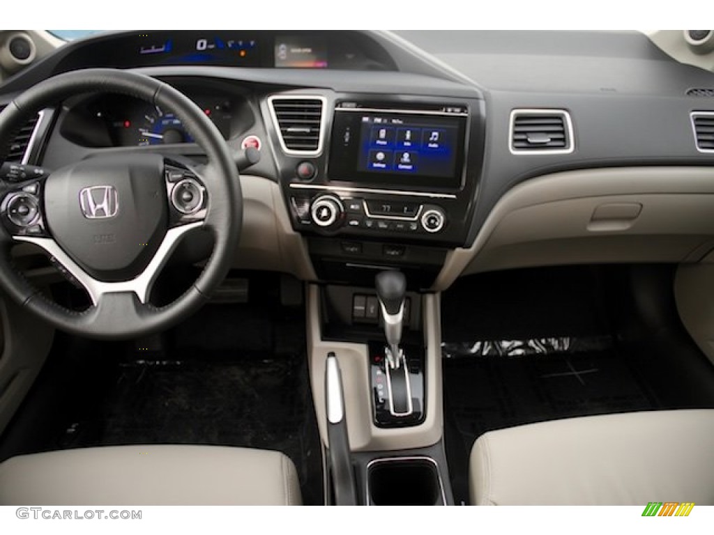 2015 Civic Hybrid-L Sedan - White Orchid Pearl / Beige photo #13