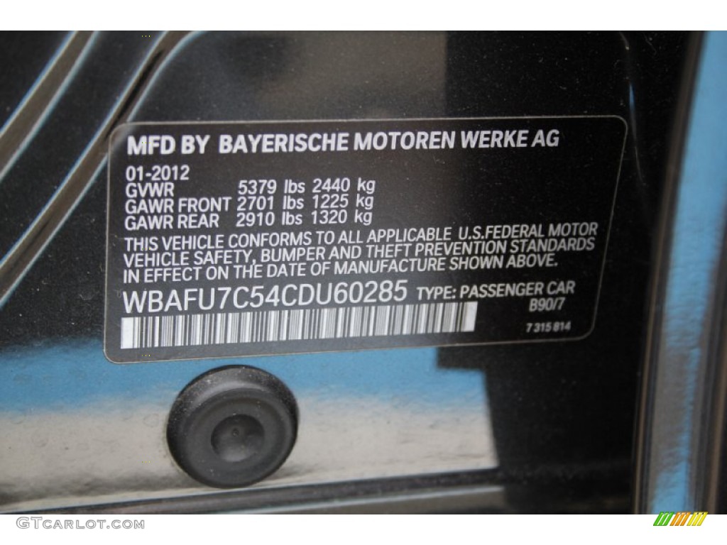 2012 5 Series 535i xDrive Sedan - Dark Graphite Metallic II / Oyster/Black photo #50