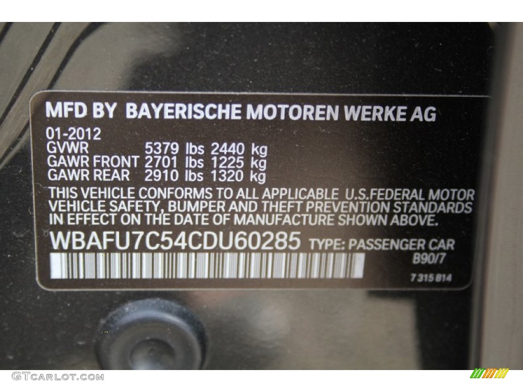 2012 5 Series 535i xDrive Sedan - Dark Graphite Metallic II / Oyster/Black photo #75