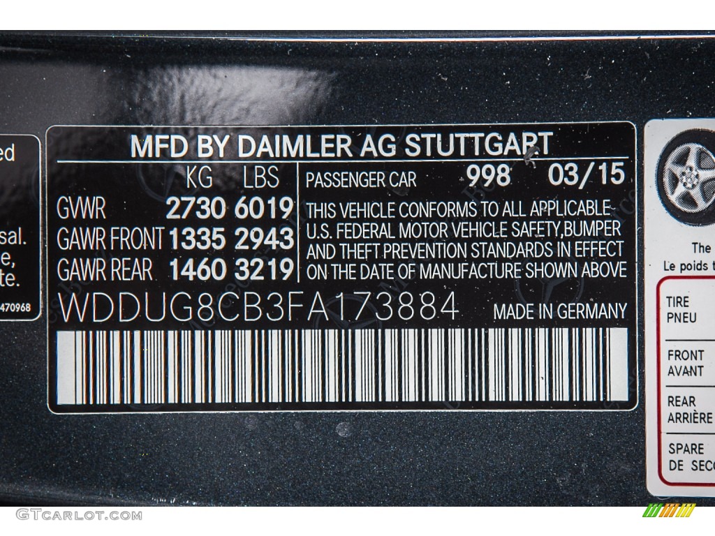 2015 S Color Code 998 for Anthracite Blue Metallic Photo #103453050