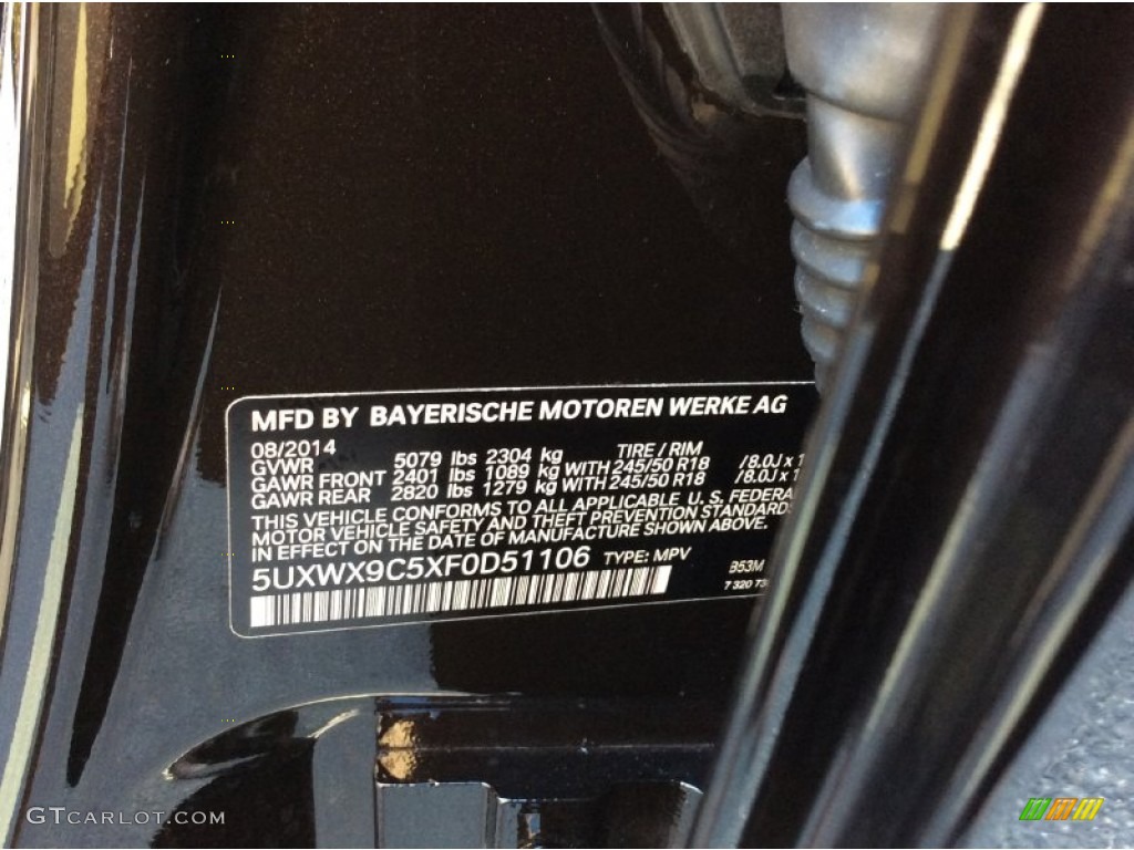 2015 BMW X3 xDrive28i Color Code Photos