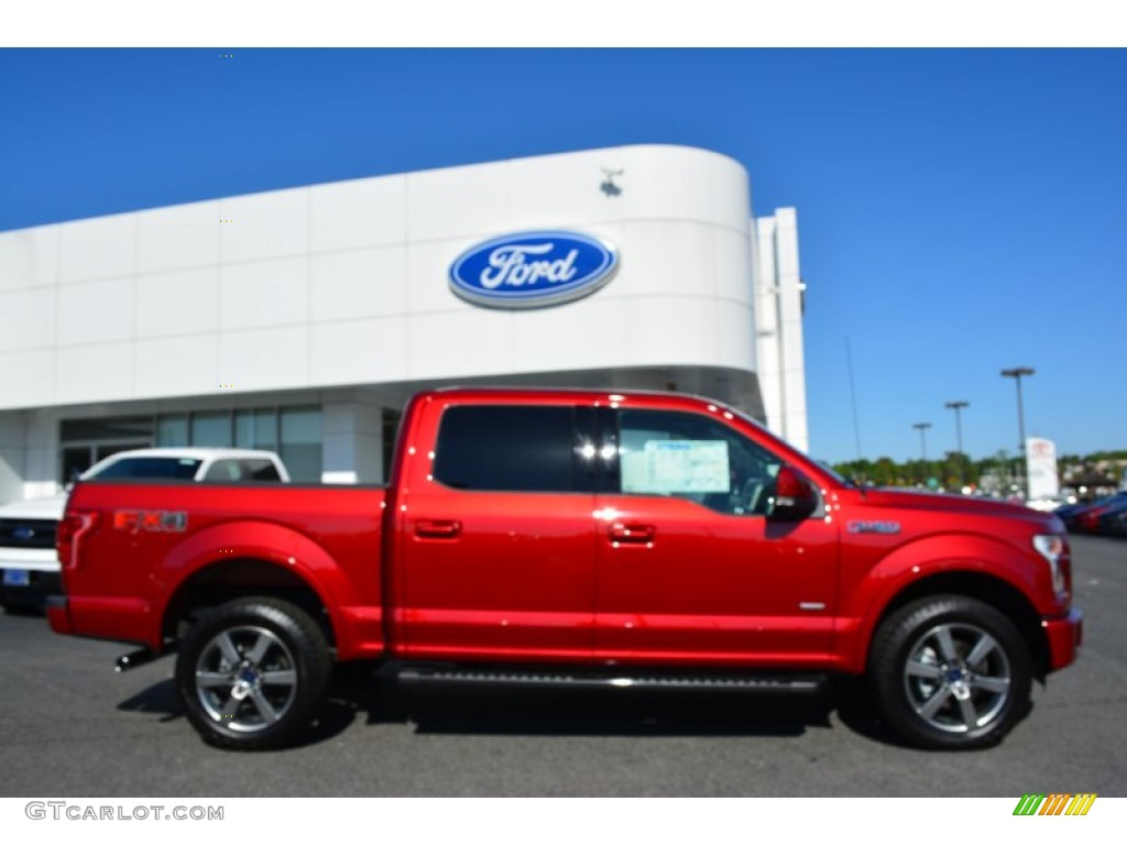 2015 F150 Lariat SuperCrew 4x4 - Ruby Red Metallic / Black photo #2