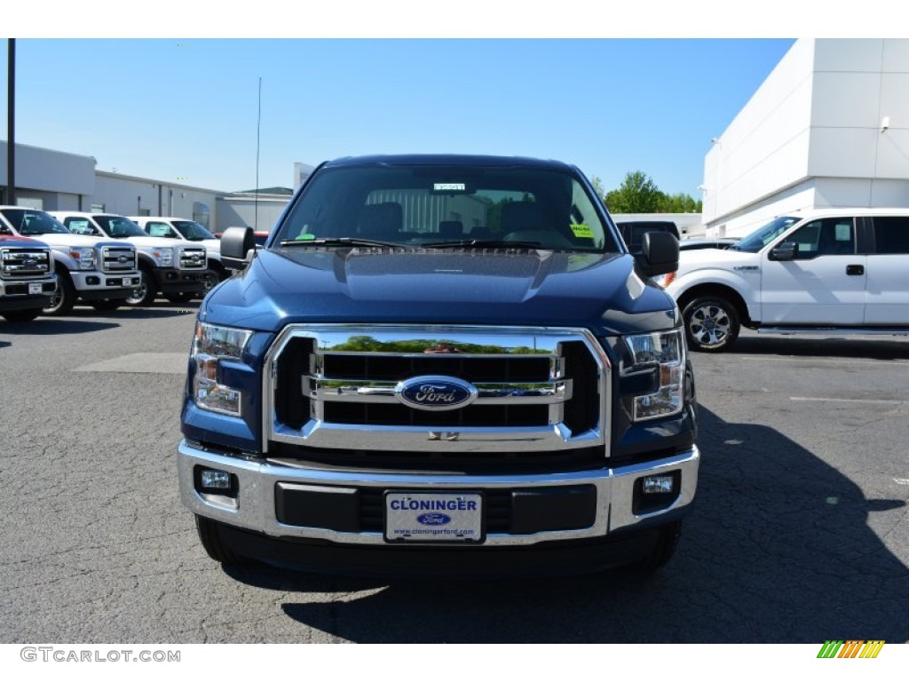 2015 F150 XLT SuperCrew - Blue Jeans Metallic / Medium Earth Gray photo #4