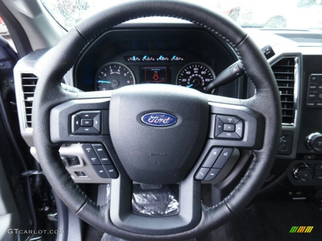 2015 Ford F150 XLT SuperCab 4x4 Medium Earth Gray Steering Wheel Photo #103503550