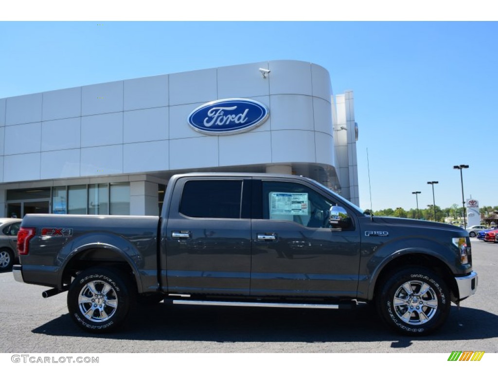 2015 F150 Lariat SuperCrew 4x4 - Magnetic Metallic / Black photo #2