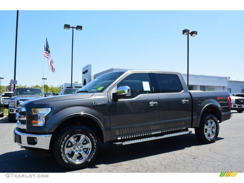 2015 F150 Lariat SuperCrew 4x4 - Magnetic Metallic / Black photo #3