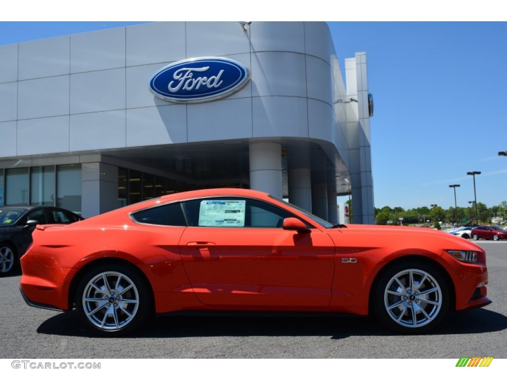2015 Mustang GT Premium Coupe - Competition Orange / 50 Years Raven Black photo #2
