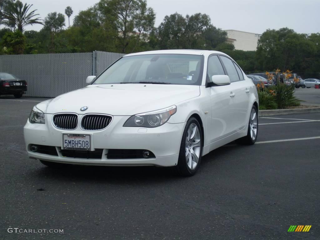 2005 5 Series 545i Sedan - Alpine White / Beige photo #1