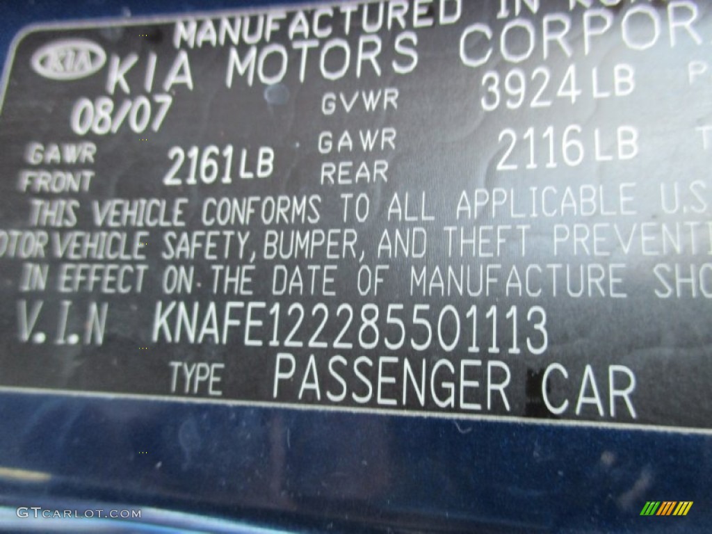 2008 Spectra EX Sedan - Deep Ocean Blue / Gray photo #39