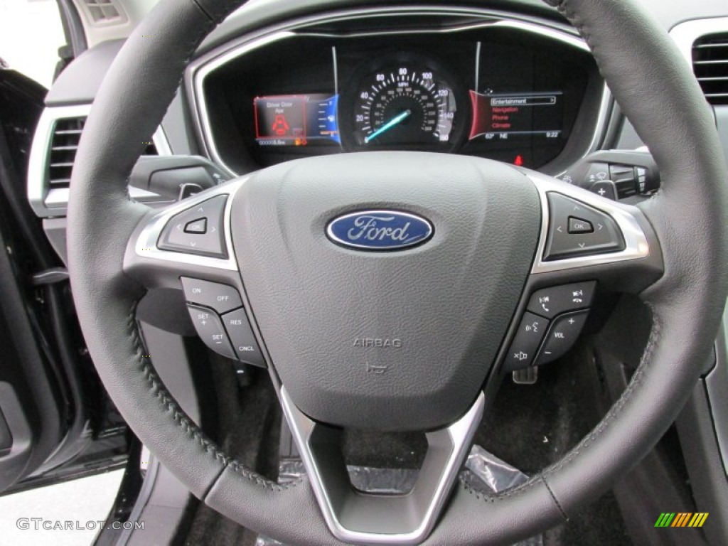 2016 Ford Fusion Titanium Charcoal Black Steering Wheel Photo #103515674