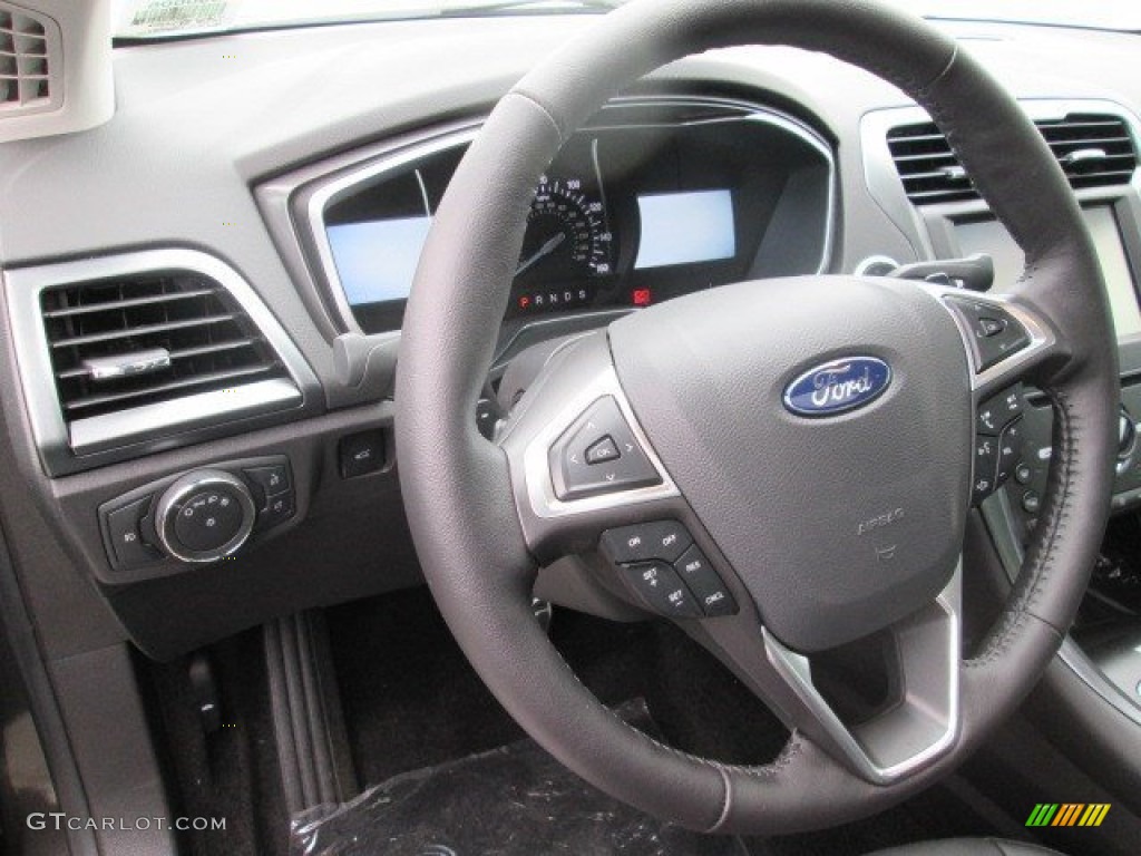 2016 Ford Fusion Titanium Charcoal Black Steering Wheel Photo #103522740