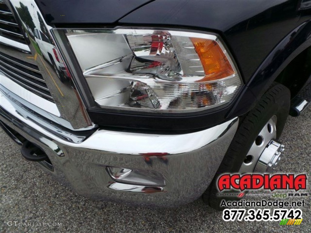 2012 Ram 3500 HD Laramie Crew Cab 4x4 Dually - True Blue Pearl / Light Pebble Beige/Bark Brown photo #2
