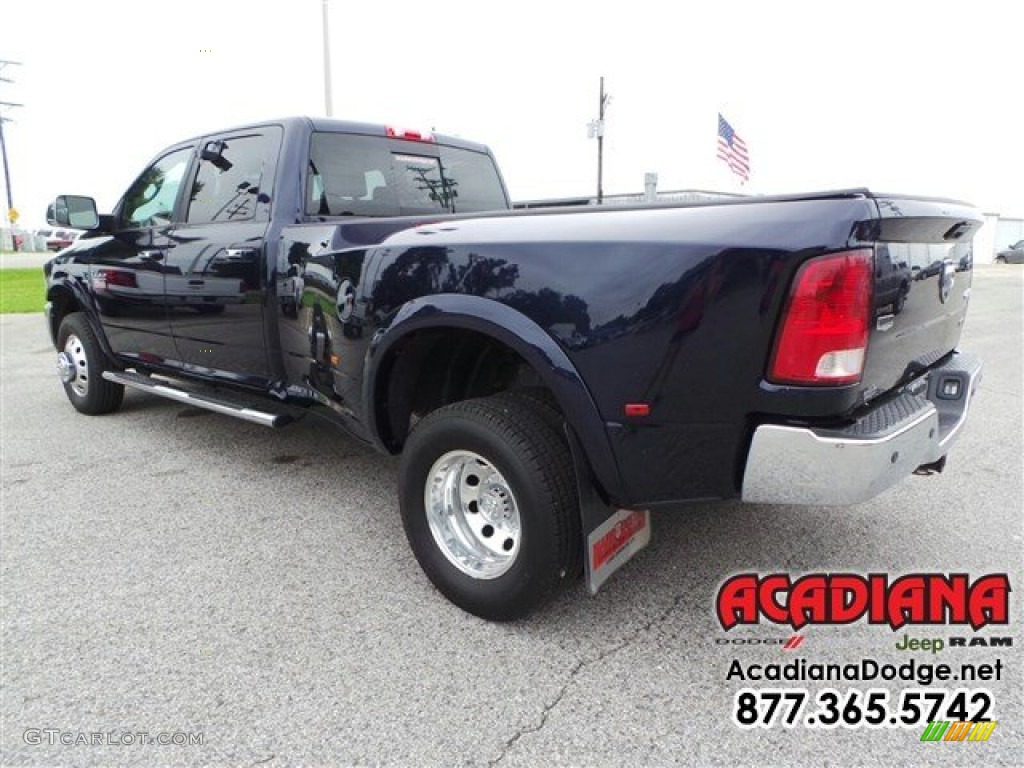 2012 Ram 3500 HD Laramie Crew Cab 4x4 Dually - True Blue Pearl / Light Pebble Beige/Bark Brown photo #4