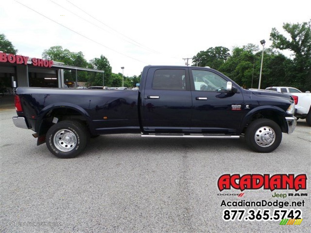 2012 Ram 3500 HD Laramie Crew Cab 4x4 Dually - True Blue Pearl / Light Pebble Beige/Bark Brown photo #10