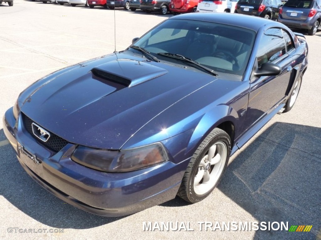 2001 Mustang GT Coupe - True Blue Metallic / Medium Parchment photo #1