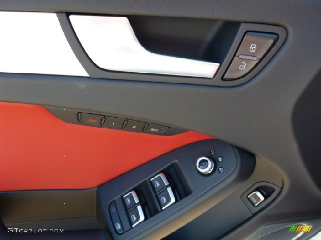 2015 Audi S4 Premium Plus 3.0 TFSI quattro Black/Magma Red Door Panel Photo #103532468