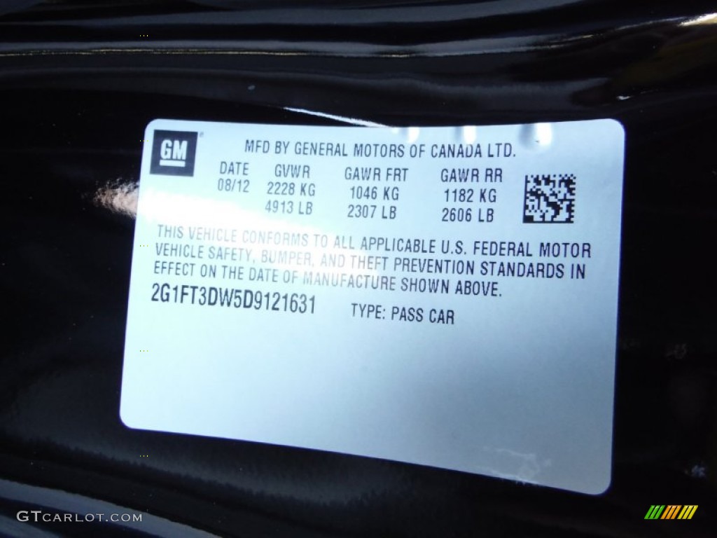 2013 Chevrolet Camaro SS Convertible Info Tag Photos