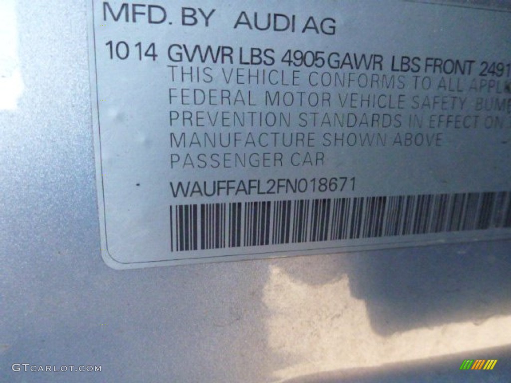 2015 A4 2.0T Premium Plus quattro - Florett Silver Metallic / Black photo #12