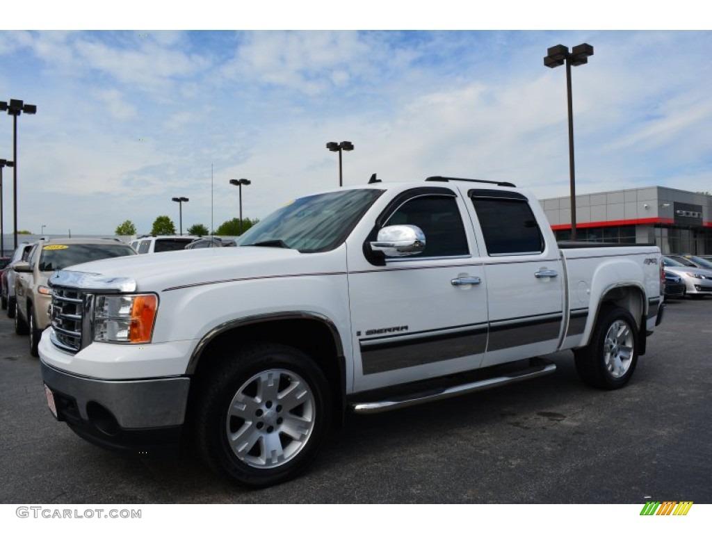 2007 Sierra 1500 SLT Crew Cab 4x4 - Summit White / Ebony Black/Light Cashmere photo #7