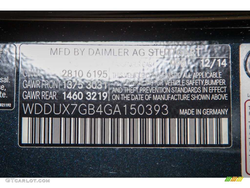 2016 S Color Code 998 for Anthracite Blue Metallic Photo #103555939