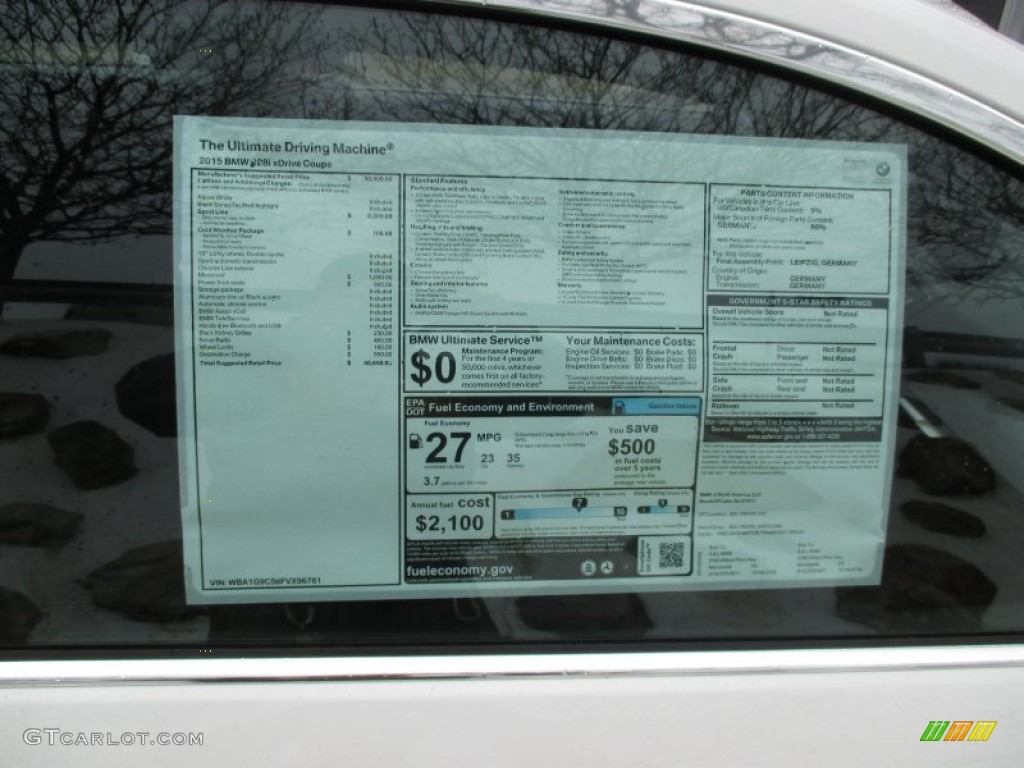 2015 BMW 2 Series 228i xDrive Coupe Window Sticker Photos