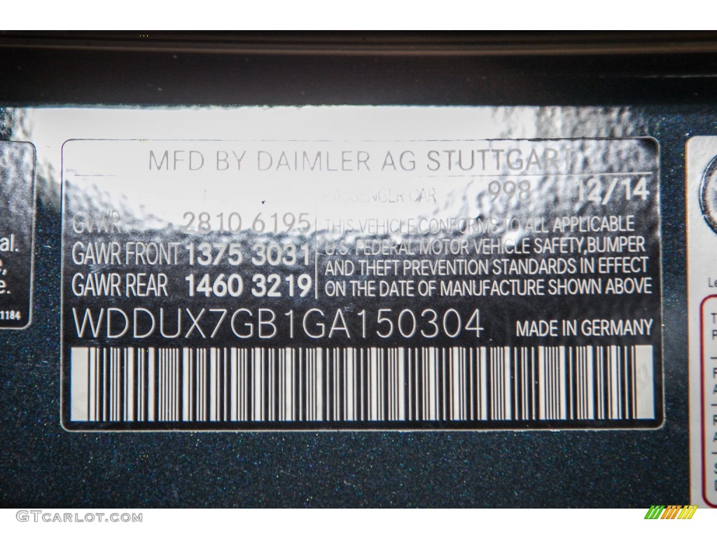 2016 S Color Code 998 for Anthracite Blue Metallic Photo #103556426