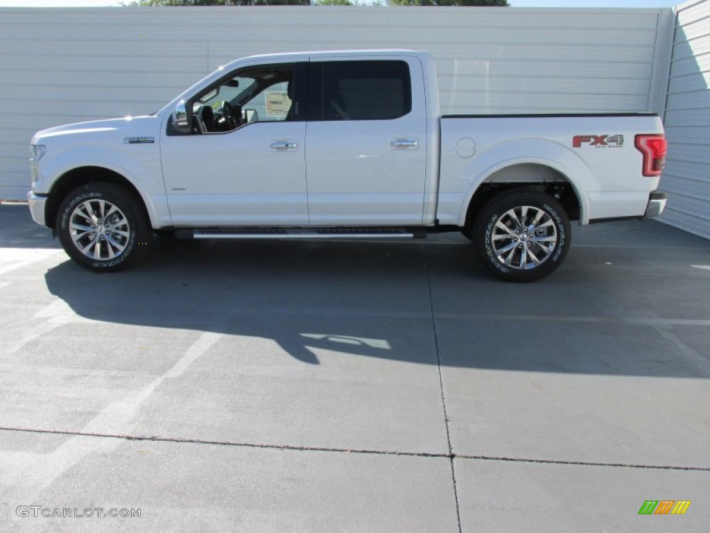 2015 F150 Lariat SuperCrew 4x4 - White Platinum Tricoat / Black photo #6