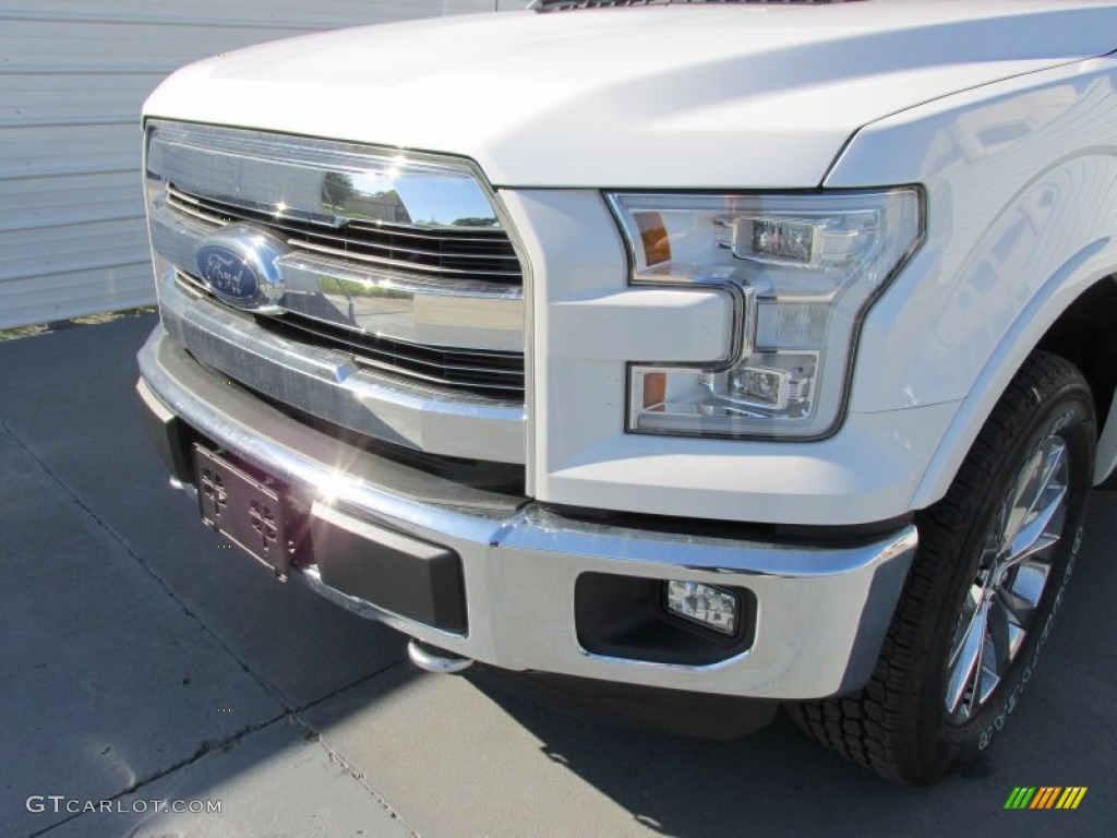 2015 F150 Lariat SuperCrew 4x4 - White Platinum Tricoat / Black photo #10