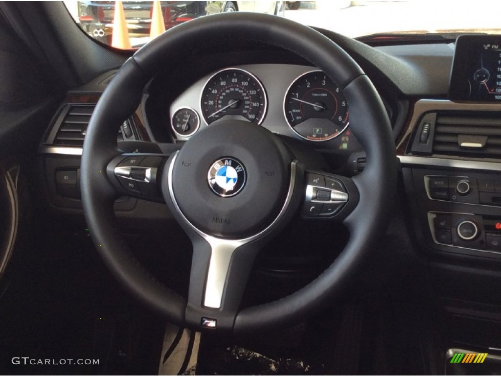 2015 BMW 3 Series 328d xDrive Sedan Black Steering Wheel Photo #103565592