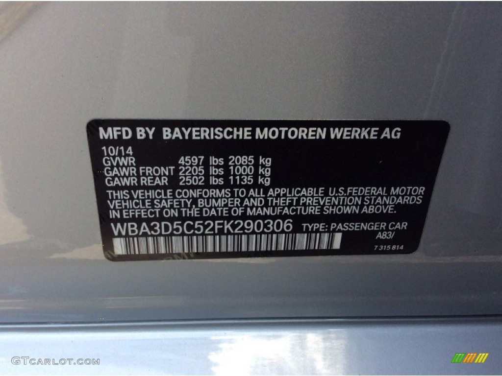 2015 3 Series 328d xDrive Sedan - Glacier Silver Metallic / Black photo #34