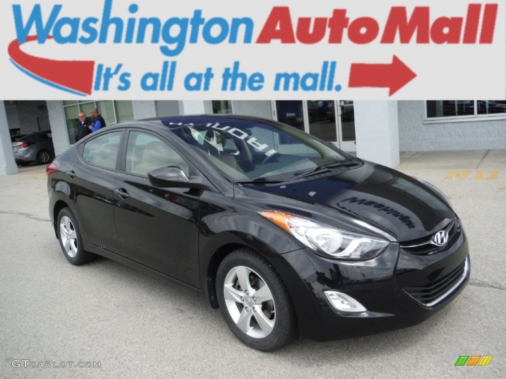 2012 Elantra GLS - Midnight Black / Beige photo #1